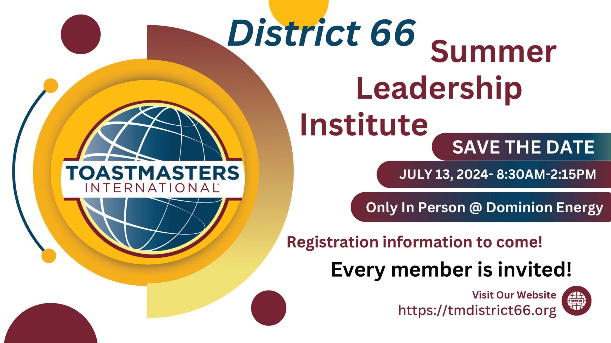 Register for SLI Training July 13 Toastmasters District 66